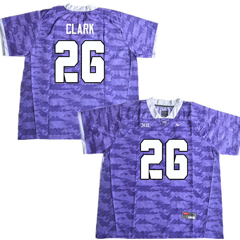 Men #26 Bud Clark TCU Horned Frogs College Football Jerseys Sale-Purple Limited